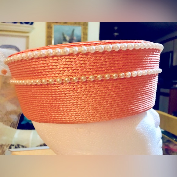 Vintage Pillbox Hat 1960-70 beaded & bow Fun - Picture 8 of 8